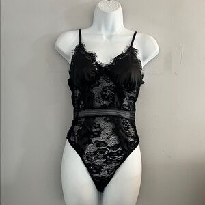 Black lace lingerie bodysuit